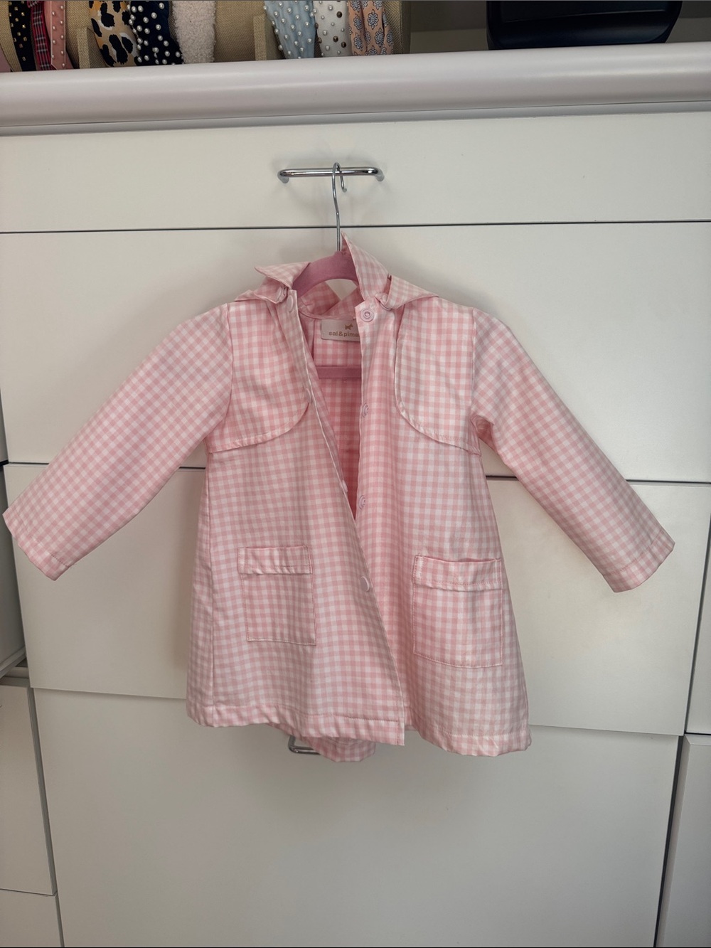 Pink Gingham Kids Raincoat - Classic Lightweight Rain Jacket